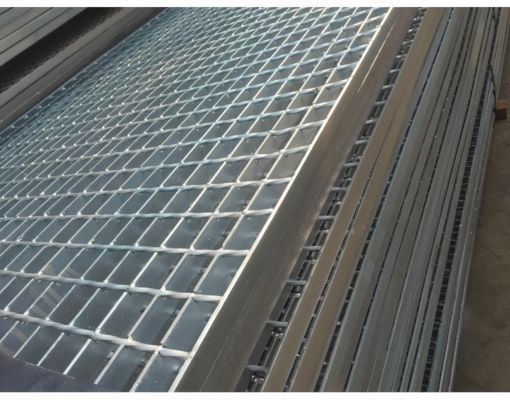 Steel Grating Stair Treads with Non-Slip Stair Nosing Industrial Galvanized