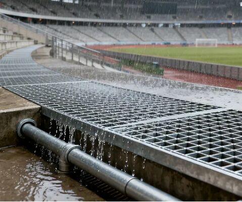 Ocynkowana kratka stalowa odporna na korozję z rozstawem prętów poprzecznych 38/50/76/100mm i gatunkiem A36 do użytku na podjazdach i w przemyśle